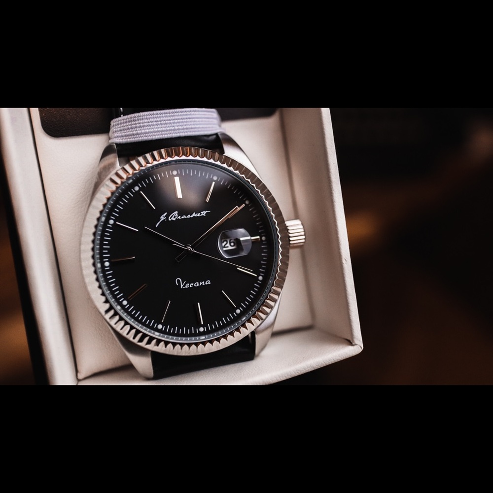 J. Brackett Verona black timepiece NWT